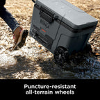 Ninja FrostVault™ 45qt Cooler with Wheels, Dry Storage, Charcoal Gray | Ninja FrostVault's 45-qt capacity holds 68 cans, keeps food cool & dry, and rolls easily on all-terrain wheels