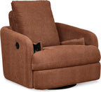 Signature Design by Ashley Modmax Contemporary Swivel Glider Recliner, Manual Reclining Chair for Living Room or Nursery, Next-Gen Nuvella Stain-Resistant Fabric, Hidden Storage, 42" W, Orange