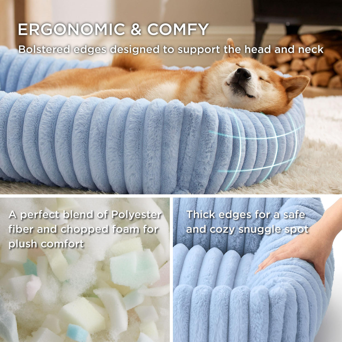 Bedsure ComfyFleece® Cute Dog Beds Large Sized Dog Washable，36in Cream
