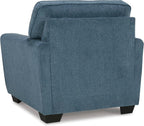 Signature Design by Ashley Cashton Oversized Accent Chair, Blue Arm Chair | Soft 100% polyester chenille, Durable wood and engineered wood frame, Spacious design for ultimate living room comfort