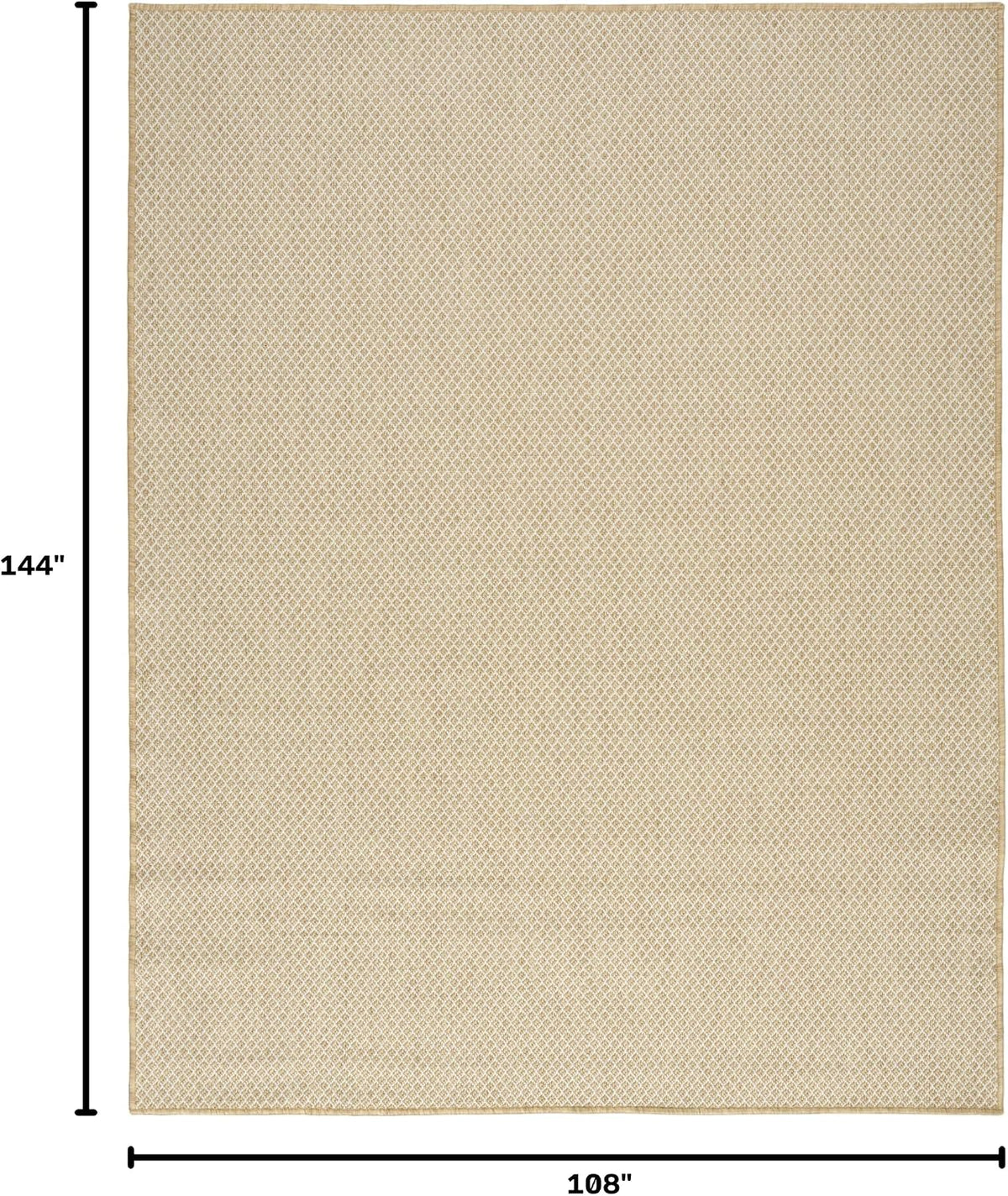 Nourison Home Courtyard Natural 9' x 12' Area Rug - Easy Clean, Non Shedding, Bed Room, Living Room, Dining Room, Kitchen (9' x 12')