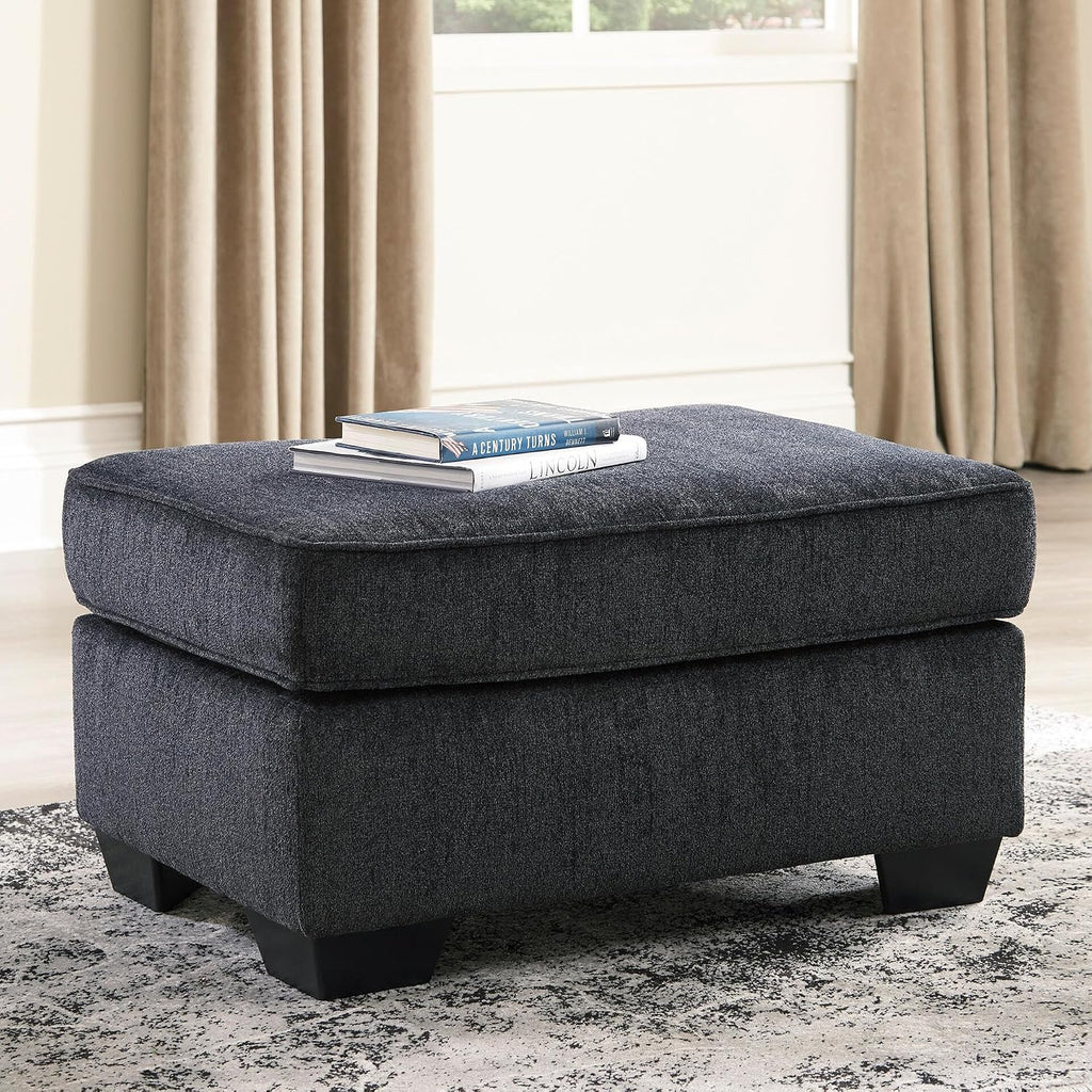 Signature Design by Ashley Rectangular Chenille Living Room Ottoman, Gray | Plush slate-toned polyester upholstery, Sturdy reinforced frame, 34x24-in profile for casual spaces, Altari Series