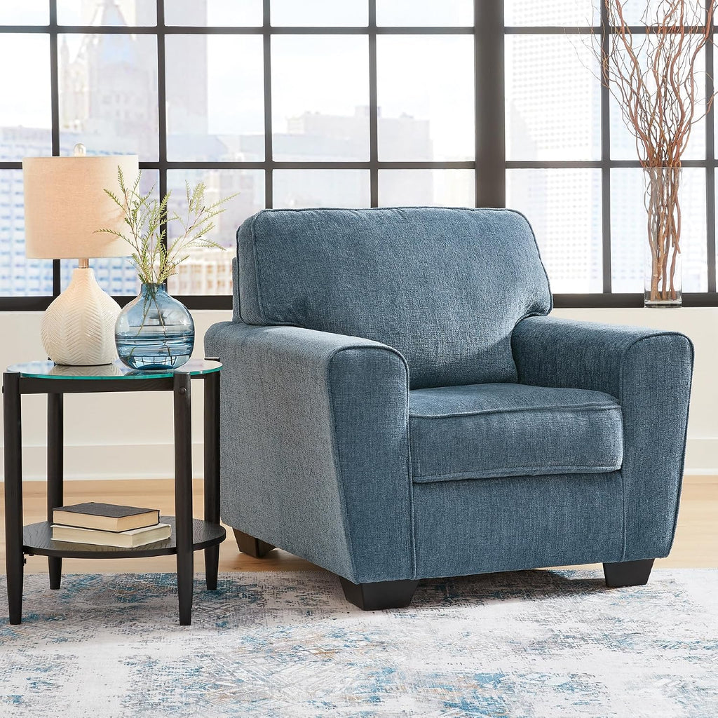 Signature Design by Ashley Cashton Oversized Accent Chair, Blue Arm Chair | Soft 100% polyester chenille, Durable wood and engineered wood frame, Spacious design for ultimate living room comfort