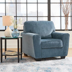 Signature Design by Ashley Cashton Oversized Accent Chair, Blue Arm Chair | Soft 100% polyester chenille, Durable wood and engineered wood frame, Spacious design for ultimate living room comfort