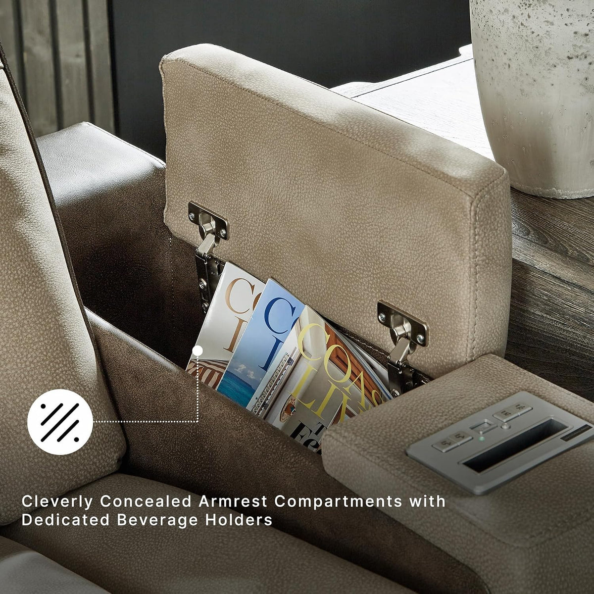 Signature Design by Ashley Zero Gravity Power Recliner Chair, Sand | Easy to clean water resistant performance fabric, Wall hugger power recliner, Living room chairs, Next-Gen Durapella Series