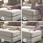 Signature Design by Ashley Soletren Oversized Ottoman, Stone | Plush stone beige chenille upholstery, Wood and engineered wood frame, 48-inch rectangular living room footprint
