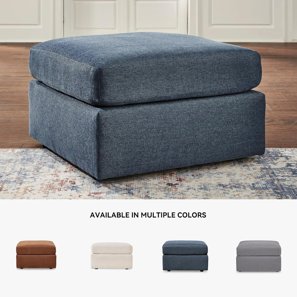 Signature Design by Ashley Modmax Oversized Square Accent Ottoman, Ink Blue | Stain-resistant Next-Gen Nuvella performance fabric, 32 in square footprint, Fits modular sectionals, No assembly required