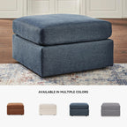 Signature Design by Ashley Modmax Oversized Square Accent Ottoman, Ink Blue | Stain-resistant Next-Gen Nuvella performance fabric, 32 in square footprint, Fits modular sectionals, No assembly required