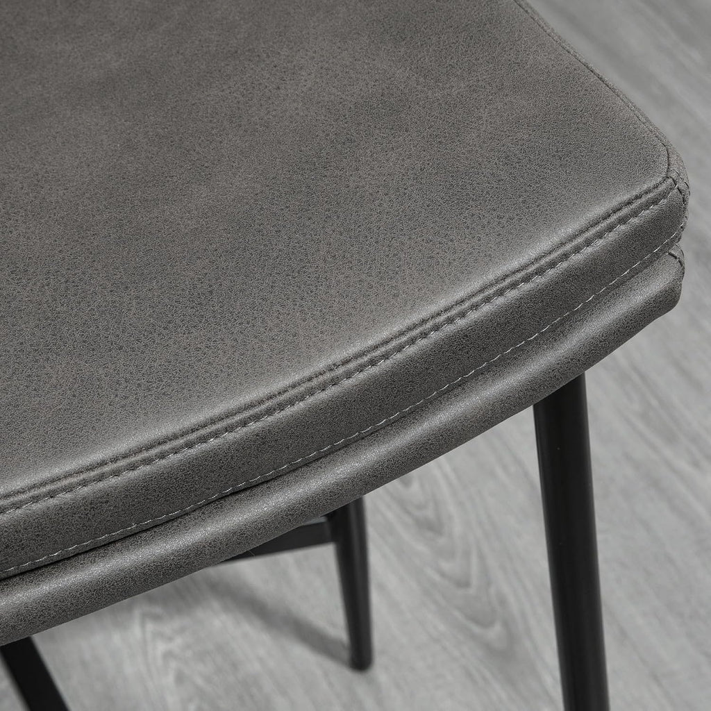 HOMCOM Breakfast Bar Stools Set of 2 Microfibre Upholstered Barstools Grey