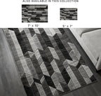 Signature Design by Ashley Chayse Geometric Area Rug, 7x10, Black & Gray | 100% polypropylene fiber, 12 mm medium pile height, Hand-carved multidimensional design, Large living room use, Spot clean