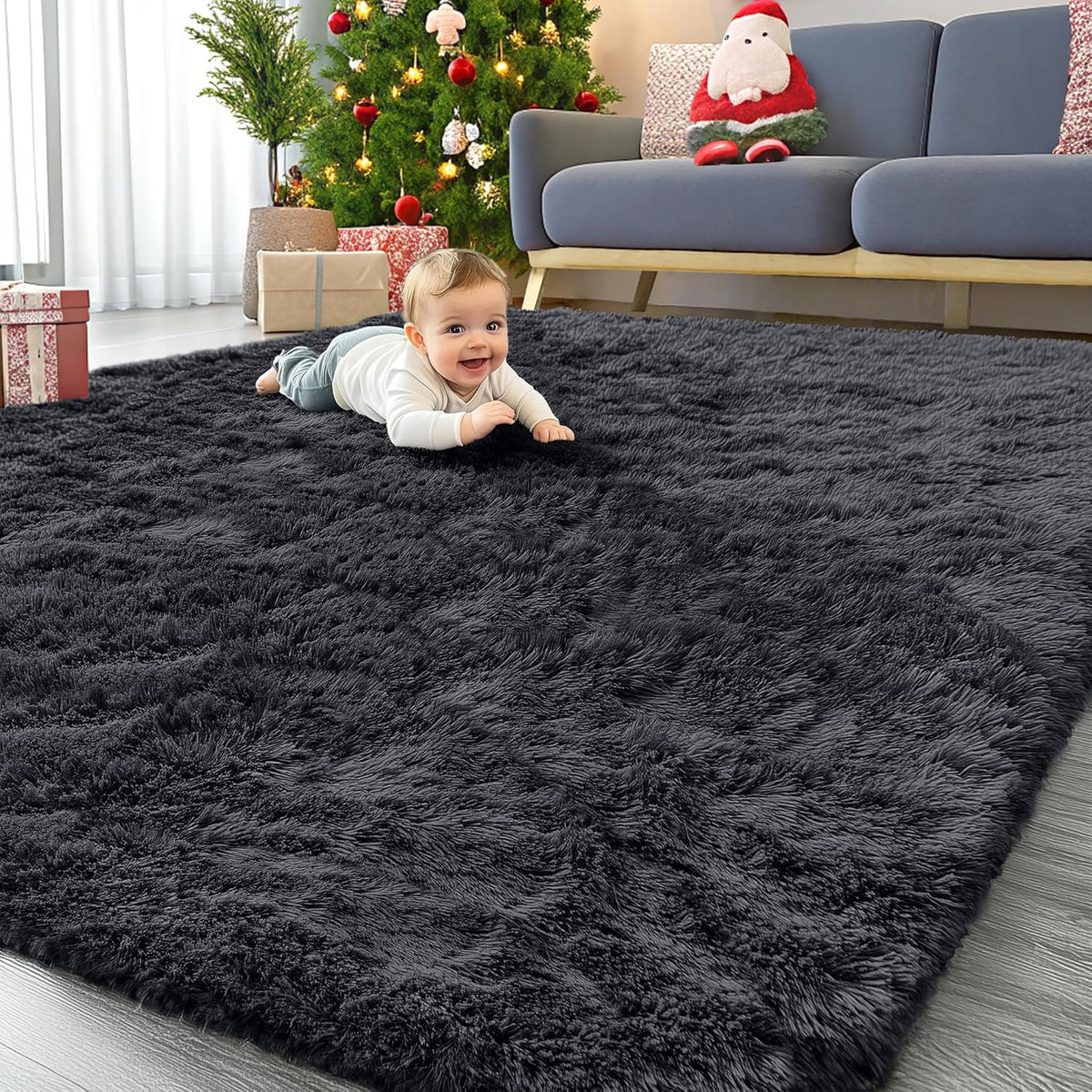 OLANLY Beige Round Rugs for Bedroom - Machine Washable, 4 ft Circle Area Rugs for Living Room, Soft and Fluffy Shaggy Carpet for Teen Girls and Boys, Nursery Rooms, Dorms, Home Decor Aesthetic