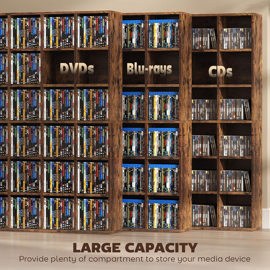 HOMCOM Tall 456 CD/ 336 DVD Storage Unit 89 x 130.5 cm Rustic Brown