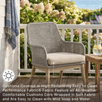 Signature Design by Ashley Seton Creek Cottage Nuvella Weather Resistant Fabric Outdoor Dining Arm Chair with Cushion, Set of 2, Light Brown & Light Gray