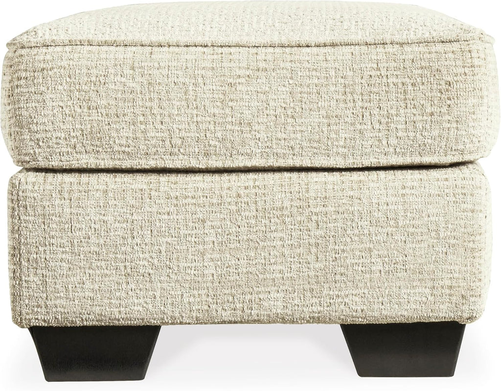 Signature Design by Ashley Rectangular Ottoman, Sandstone Beige | Firmly cushioned 100% polyester chenille fabric, Generous 44-inch scale for coffee table or lounge use, Monaghan Series