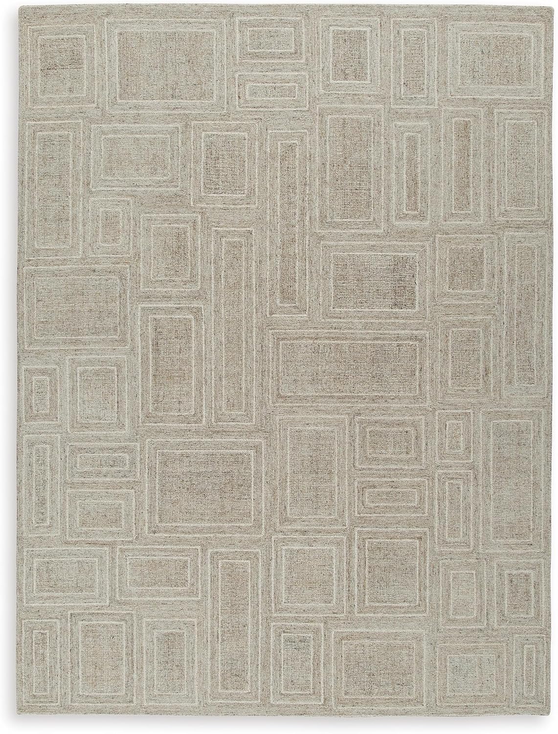 Signature Design by Ashley 8x10 Area Rug, Gray Ivory Wool Tufted Rug | Contemporary geometric style for bedrooms, By Ashley Furniture, Polyester 80% | Wool 20% tufted blend, Brickburgh Series