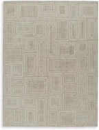 Signature Design by Ashley 8x10 Area Rug, Gray Ivory Wool Tufted Rug | Contemporary geometric style for bedrooms, By Ashley Furniture, Polyester 80% | Wool 20% tufted blend, Brickburgh Series