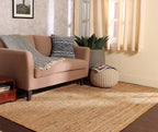 · REDEARTH · Round Pouf Ottoman - Hand Knitted Boho Poof Footrest - Ivory