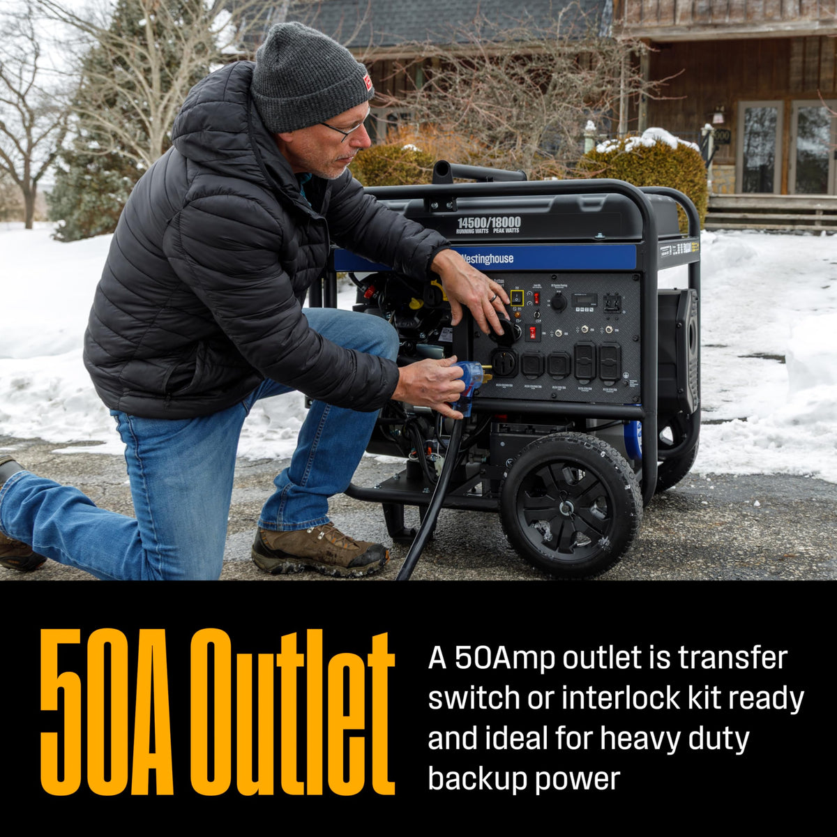 Westinghouse 18000 Peak Watt Tri-Fuel Home Backup Portable Generator, Remote Electric Start, Transfer Switch Ready, Gas, Propane, and Natural Gas Powered, CO Sensor