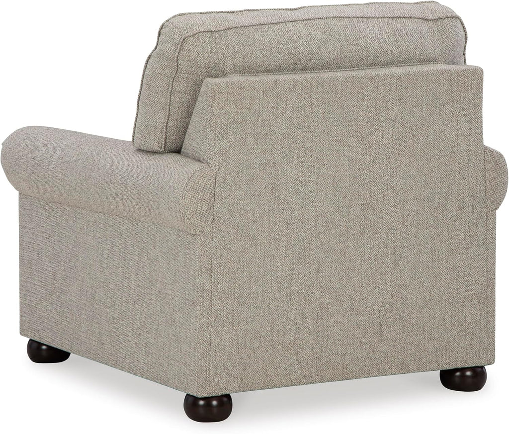 Signature Design by Ashley Gaelon Accent Chair, Dune Beige Chenille Fabric | Soft textured herringbone pattern, Sag-resistant platform foundation for even support, Traditional nailhead trim