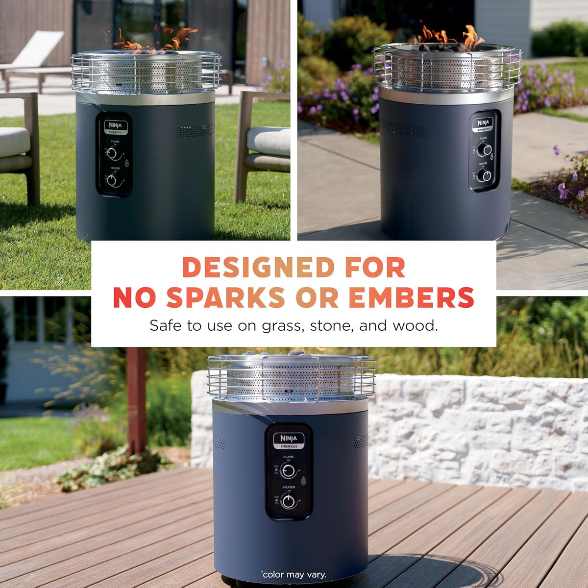 Ninja Fireside360 Fire Pit/Heater, 80,000 BTU, 3 Modes, Rust | Ninja Fireside360 offers flame, heat, or both with up to 80,000 BTUs, hassle-free dial control, and smokeless design
