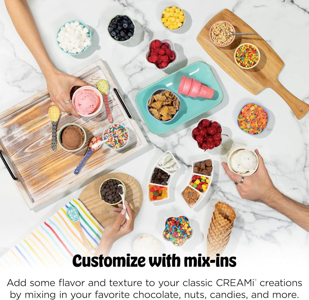 Ninja CREAMi Scoop & Swirl Ice Cream and Soft Serve Maker, Oprah's Favorite Things 2025, 13 Programs, Soft Serve Handle & (4) CREAMi 2-in-1 16oz Pints, Gift for Kids & ALL ages, NC701