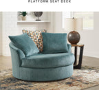 Signature Design by Ashley Laylabrook Scandinavian Upholstered Oversized Swivel Accent Chair with 3 Back Pillows, Green
