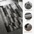 Signature Design by Ashley Chayse Geometric Area Rug, 7x10, Black & Gray | 100% polypropylene fiber, 12 mm medium pile height, Hand-carved multidimensional design, Large living room use, Spot clean