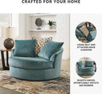 Signature Design by Ashley Laylabrook Scandinavian Upholstered Oversized Swivel Accent Chair with 3 Back Pillows, Green