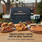 Ninja FlexFlame Grill & Smoker, Electric & Propane, 5-in-1, Blue, PG301BL | Ninja FlexFlame is a 5-in-1 grill, smoker & griddle with precise 200-600°F control, fitting 3 chickens or 4 rib racks