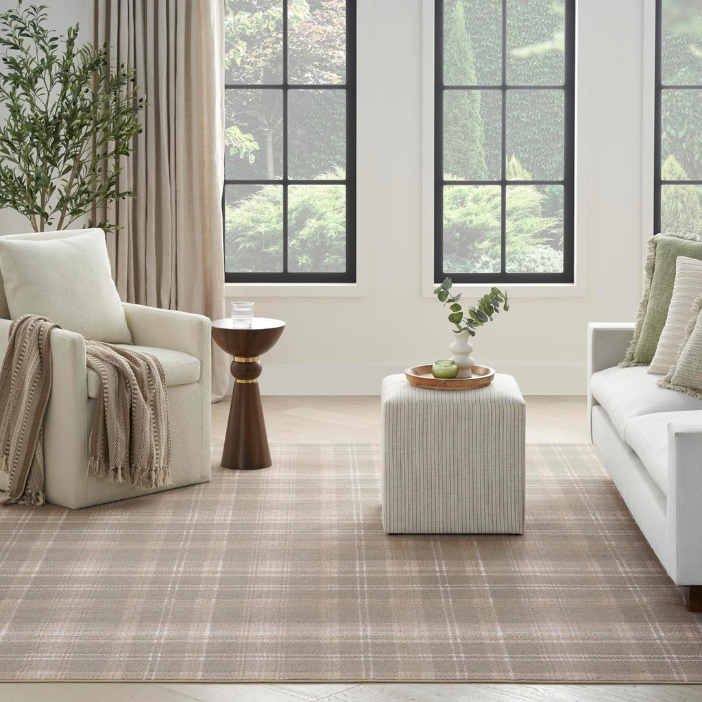 Nourison Home Grafix Olive 7' x 10' Area Rug - Easy Clean, Non Shedding, Bed Room, Living Room, Dining Room, Kitchen (7' x 10')