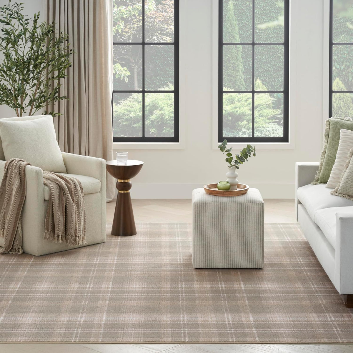 Nourison Home Grafix Olive 7' x 10' Area Rug - Easy Clean, Non Shedding, Bed Room, Living Room, Dining Room, Kitchen (7' x 10')