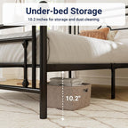 Allewie Twin Size Metal Platform Bed Frame, Victorian Headboard, Black