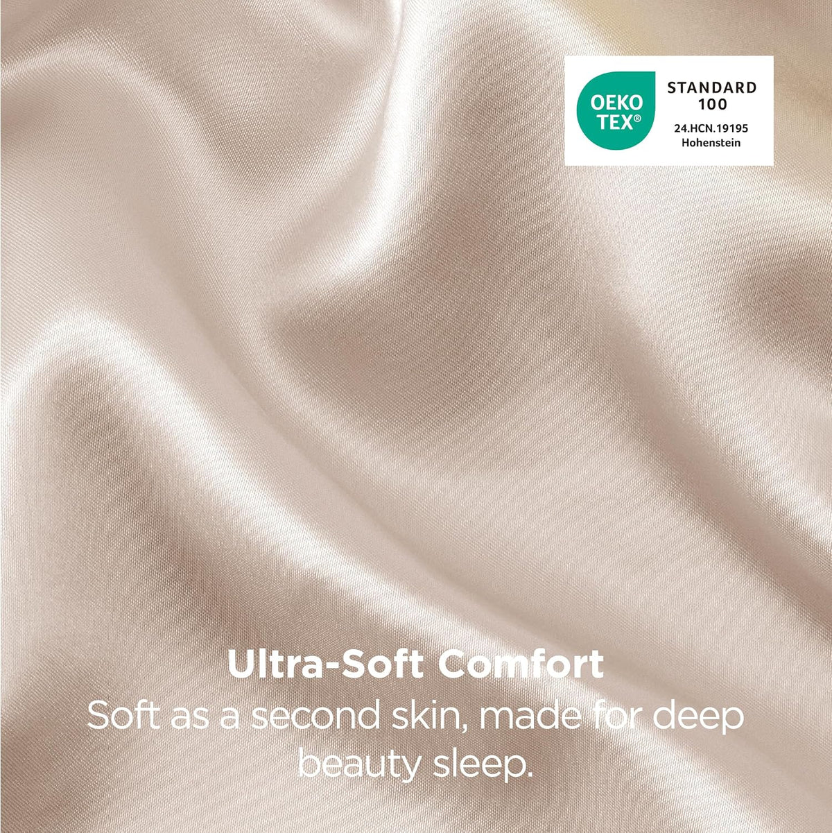 Bedsure Satin Pillowcase Standard Set of 2, Silky Pillow Cases, Beige