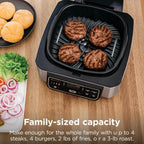 Ninja® Foodi® 5-in-1 XL Indoor Grill & Air Fryer, Black/Grey, AG301 | Cyclonic Grilling Technology for char-grilled flavor indoors year-round. 5-in-1: Grill, Air Fry, Roast, Bake & Dehydrate. XL.