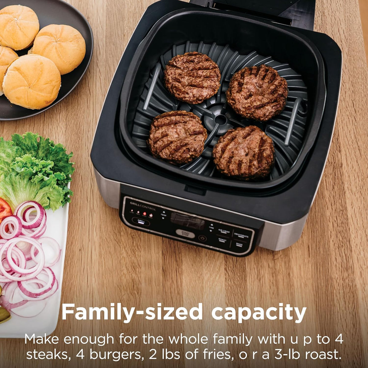 Ninja® Foodi® 5-in-1 XL Indoor Grill & Air Fryer, Black/Grey, AG301 | Cyclonic Grilling Technology for char-grilled flavor indoors year-round. 5-in-1: Grill, Air Fry, Roast, Bake & Dehydrate. XL.