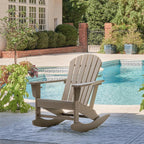 Signature Design by Ashley Sundown Treasure HDPE Outdoor Rocking Chair | All-weather HDPE resin Adirondack chair with built-in cup holder, Classic slat-back design for porches and patios