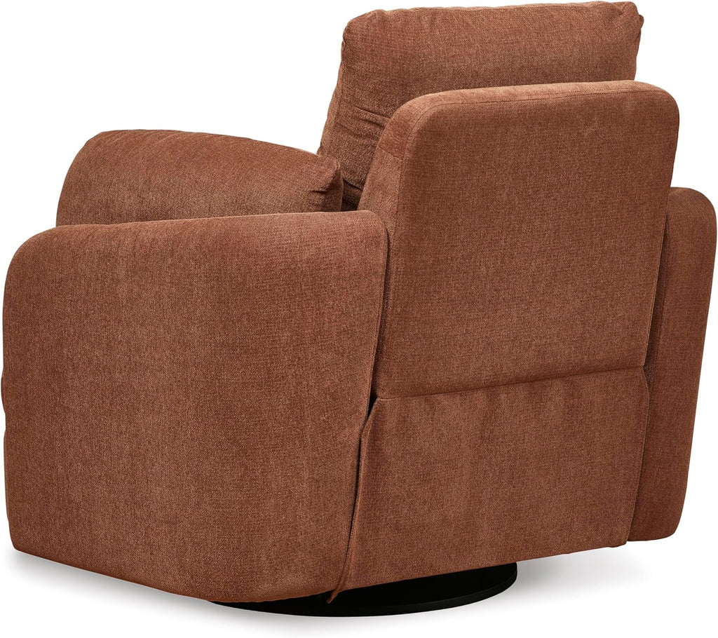 Signature Design by Ashley Modmax Contemporary Swivel Glider Recliner, Manual Reclining Chair for Living Room or Nursery, Next-Gen Nuvella Stain-Resistant Fabric, Hidden Storage, 42" W, Orange