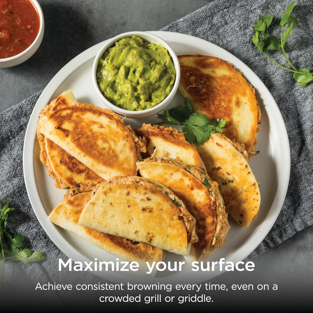 Ninja® Sizzle™ Pro XL 20'' Indoor Griddle & Grill, Silver, GX101 | 40% larger cooking surface, ProTemp IQ edge-to-edge heat, ceramic nonstick plates, detachable ventilated lid, grease control.