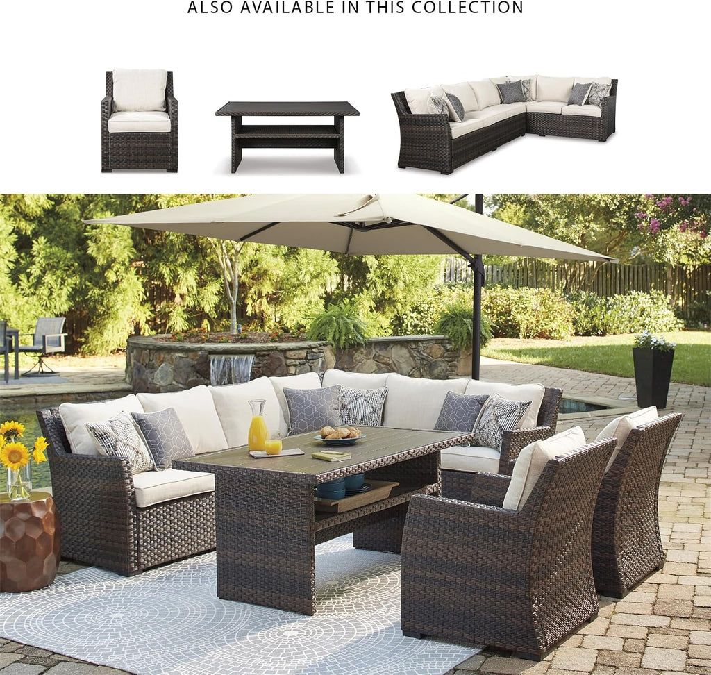 Signature Design by Ashley Outdoor Easy Isle Multi-Use Resin Wicker Patio Table, Dark Brown