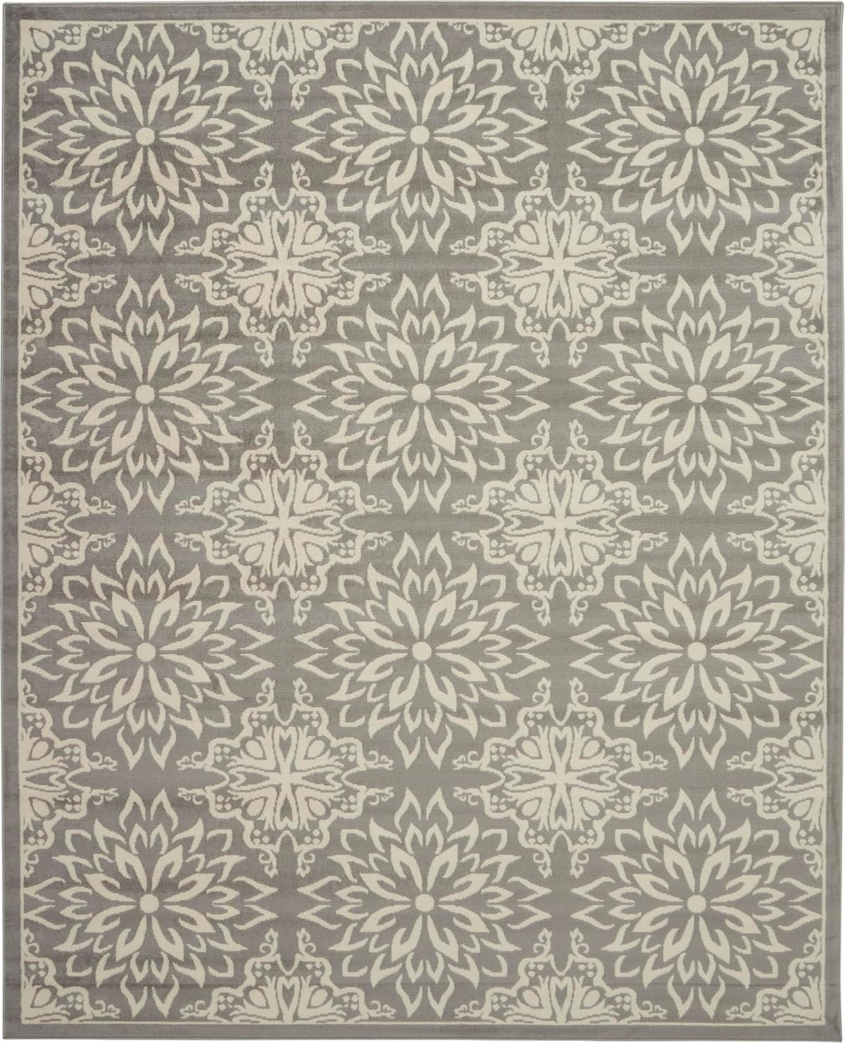 Nourison Home Jubilant Floral Ivory/Grey 7' x 10' Area-Rug, Easy-Cleaning, Non Shedding, Bed Room, Living Room, Dining Room, Kitchen (7x10)