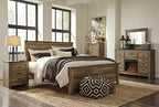Signature Design by Ashley Trinell King Panel Headboard, Brown | Engineered wood panel, Rustic plank finish, Authentic touch texture, Nailhead accents, 5 minute assembly