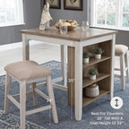Signature Design by Ashley Skempton Counter Height Bar Stool, Set of 2 | Space-saving 24-inch farmhouse design, Supportive 18.5-inch foam-cushioned saddle seat, Distressed wood frame with footrest