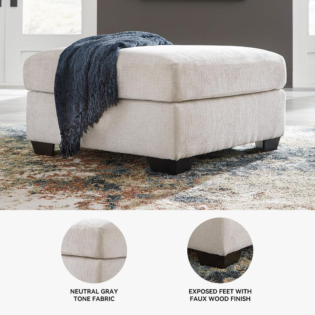 Signature Design by Ashley Oversized Ottoman Coffee Table, Stone, Aviemore | 38-in large ottoman, 100% polyester chenille, Durable and comfortable cushions, Reinforced frame, No assembly required