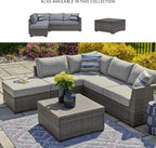 Signature Design by Ashley Petal Road 4-Piece Outdoor Patio Furniture Set, Modular Loveseat Sectional with Storage Table, Rust-Free Aluminum and Resin Wicker, Ideal for Backyard Seating, Gray