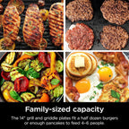 Ninja GR101 Sizzle Smokeless Indoor Grill & Griddle, 14′′ Interchangeable Nonstick Plates, Dishwasher-Safe Removable Mesh Lid, 500F Max Heat, Even Edge-to-Edge Cooking, Grey/Silver (Renewed)