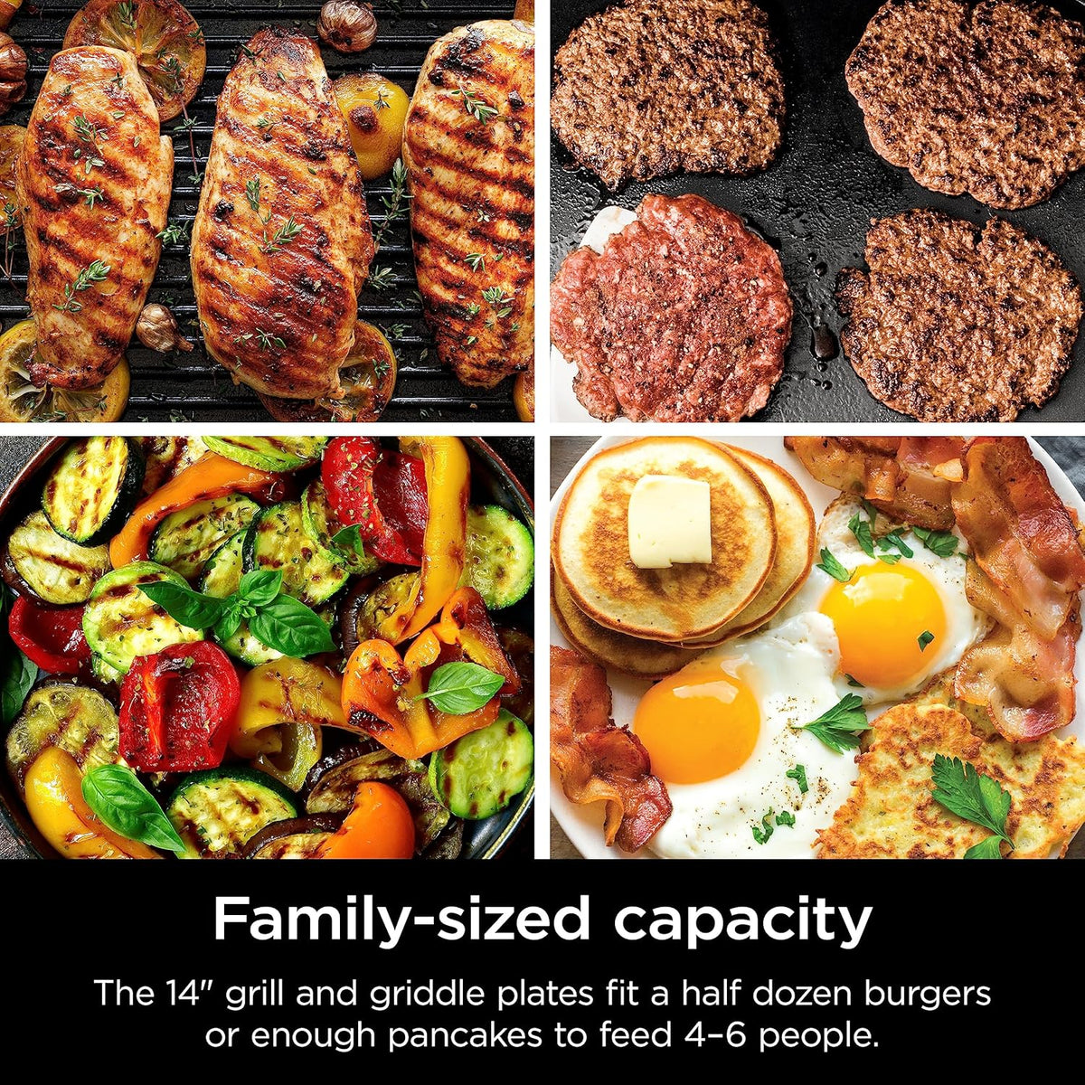 Ninja GR101 Sizzle Smokeless Indoor Grill & Griddle, 14′′ Interchangeable Nonstick Plates, Dishwasher-Safe Removable Mesh Lid, 500F Max Heat, Even Edge-to-Edge Cooking, Grey/Silver (Renewed)