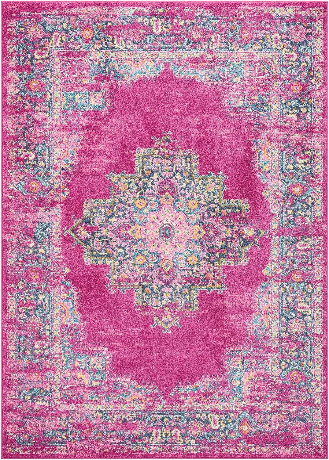 Nourison Home Passion Fuchsia 6'7" x 9'6" Area Rug - Easy Clean, Non Shedding, Bed Room, Living Room, Dining Room, Kitchen (7' x 10')