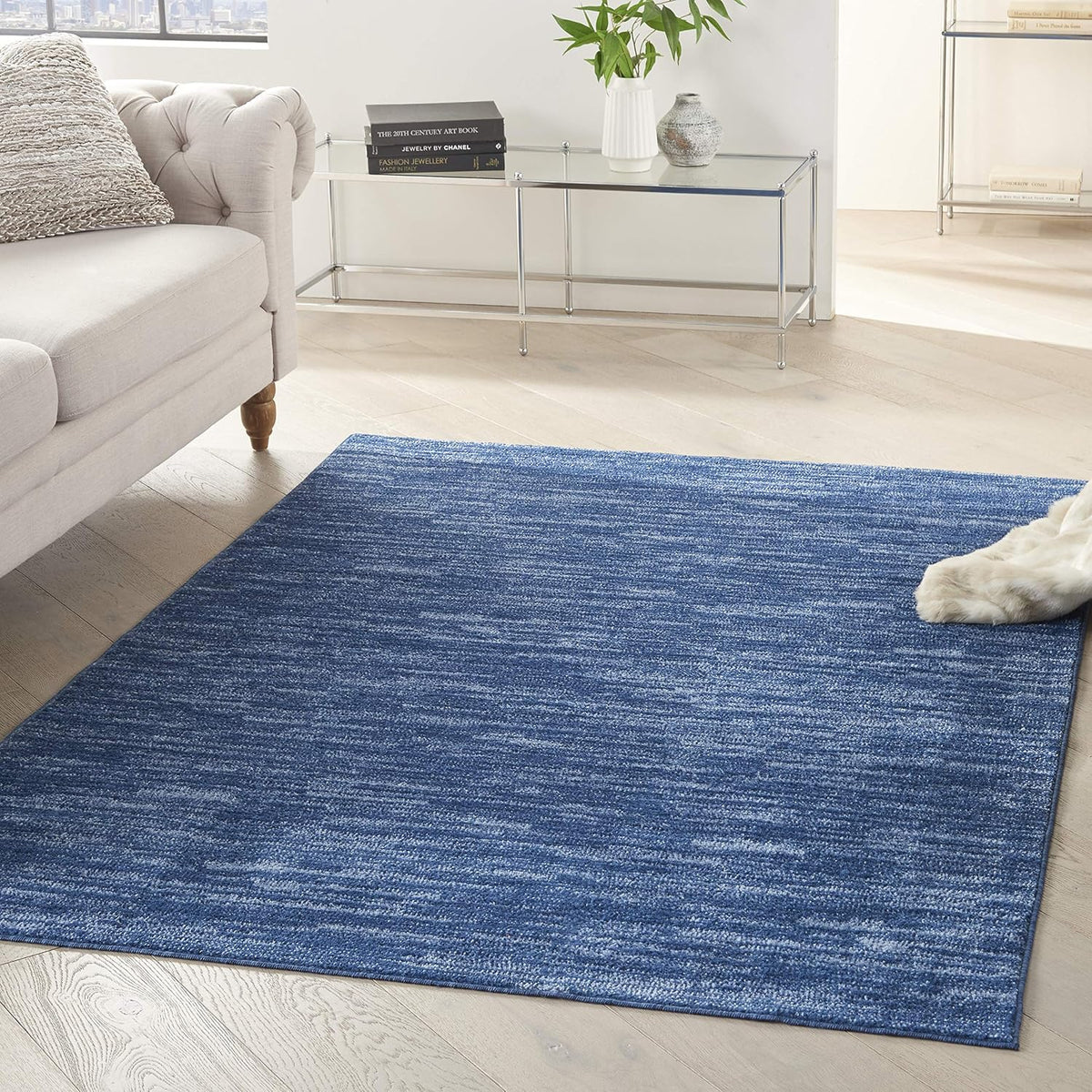 Nourison Home Nourison Essentials Navy Blue 5' x 7' Area Rug - Easy Clean, Non Shedding, Bed Room, Living Room, Dining Room, Kitchen (5' x 7')
