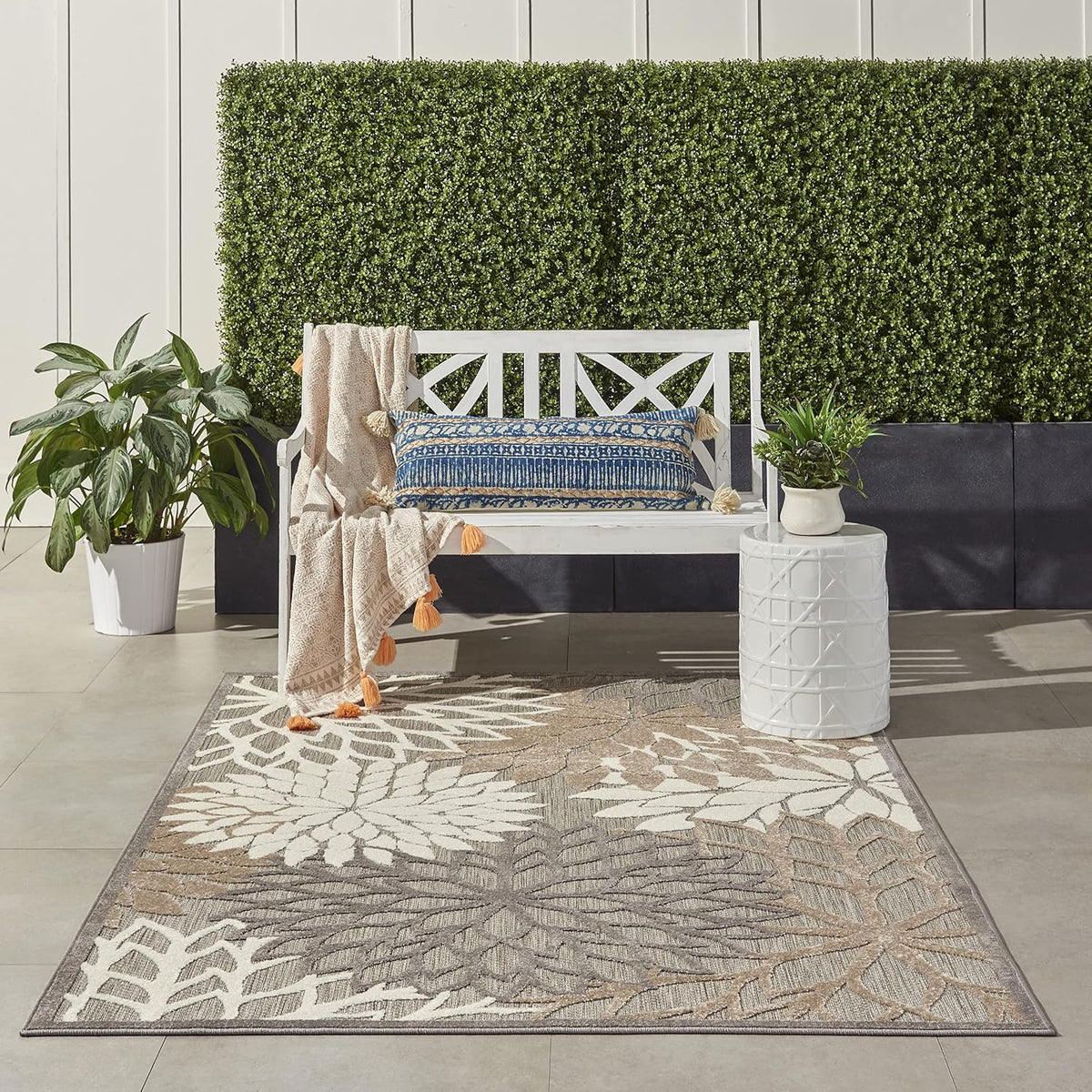Nourison Home Aloha Natural 3'6" x 5'6" Area Rug - Easy Clean, Non Shedding, Bed Room, Living Room, Dining Room, Kitchen (4' x 6')