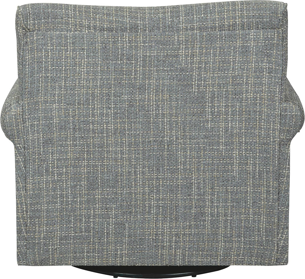 Signature Design by Ashley Renley Tweed Glider Swivel Accent Chair, Ash | Multi-tonal polyester, rayon, and acrylic upholstery, 360-degree rotation for living rooms and home offices